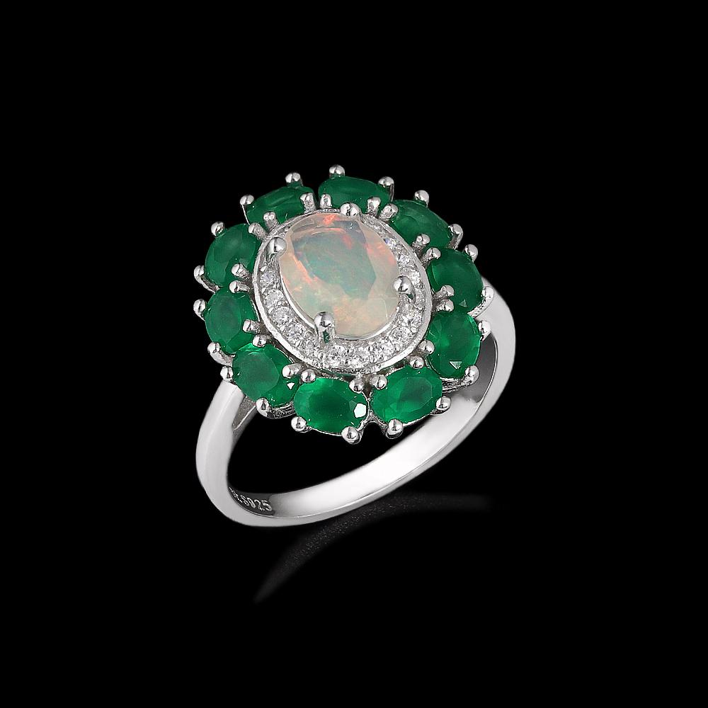 925 sterling silver earrings Colorful natural Opal green agate gems Luxury fine jewelry for women's Anniversary party gift