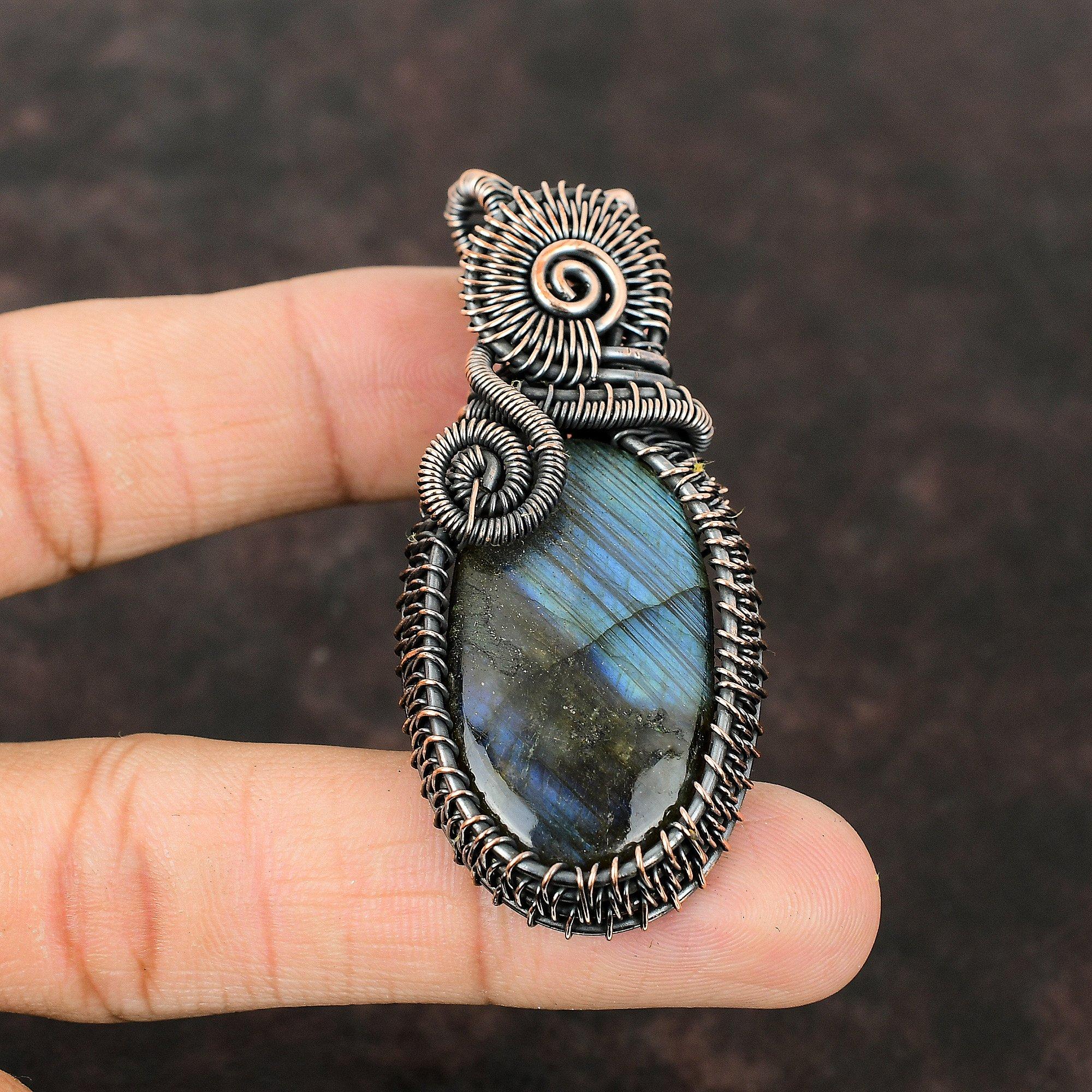 Labradorite Pendant Copper Wire Wrapped Gemstone Pendant Handmade Jewelry Copper Jewelry Pendant For Women Labradorite Jewelry Gift For Mom
