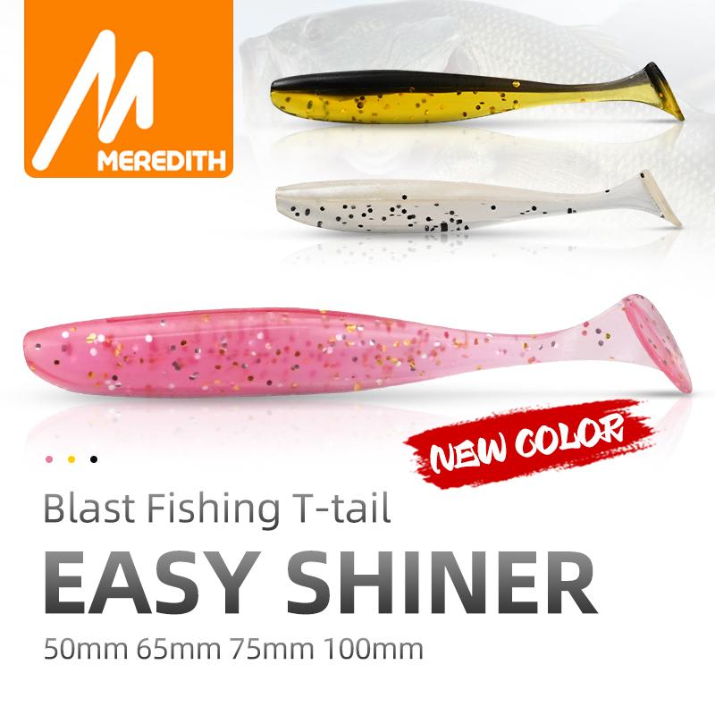 MEREDITH Easy Shiner Esca Morbida 50mm/0.88g & 65mm/1.52g & 75mm/2.4g & 100mm/4.8g 10 pezzi Classico Coda a T Luccio Persico JXS01