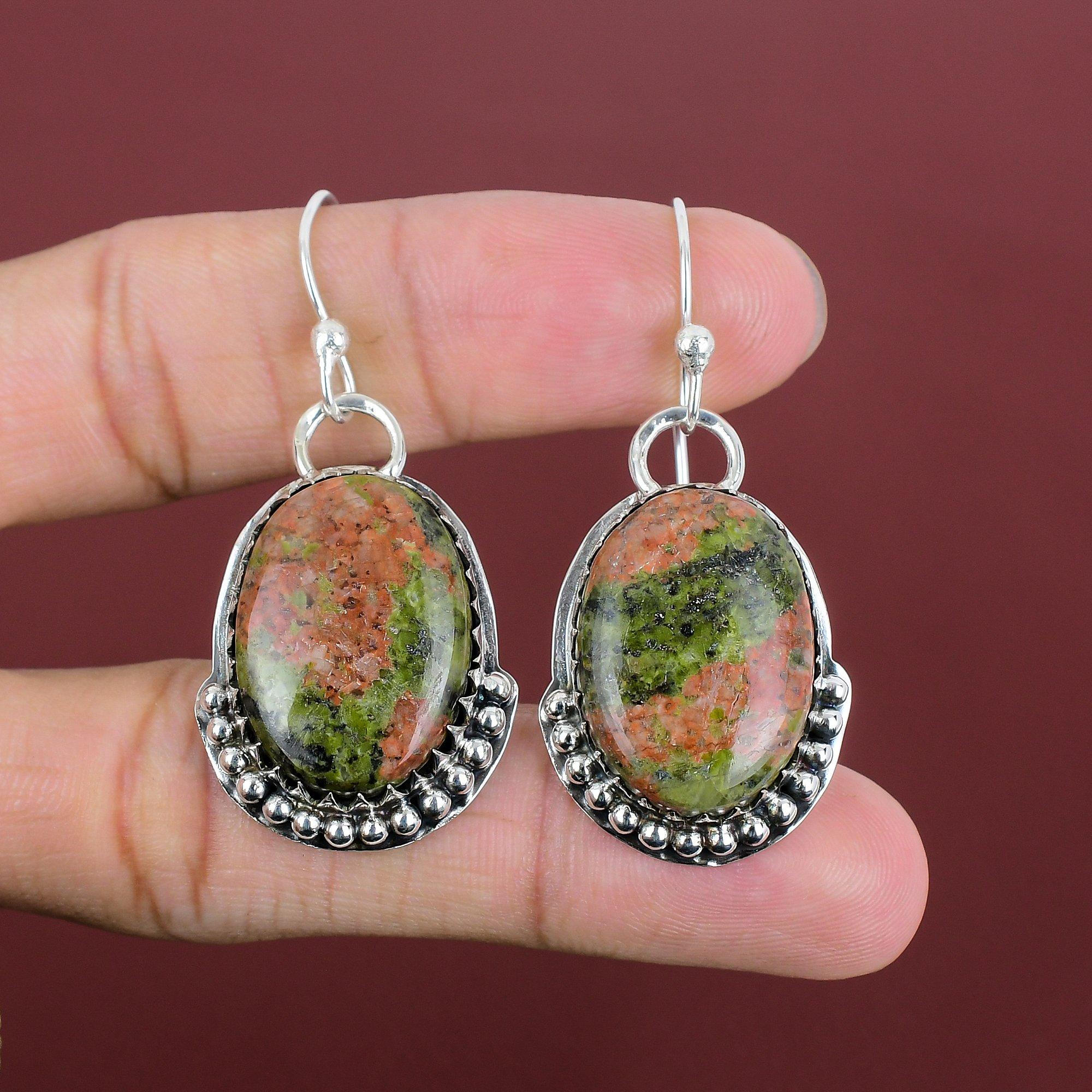 Unakite Earrings Handmade Jewelry Dainty Gemstone Earring 925 Sterling Silver Earring Antique Jewelry Beautiful Dangle Earring Gifts For Her