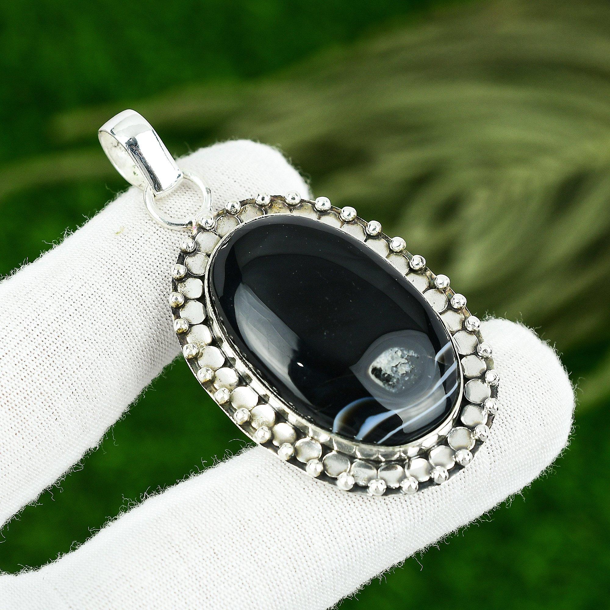 Ovaler Natürlicher Sardonyx Tochter Jahrestag Geburtstag Anhänger 925 Sterlingsilber