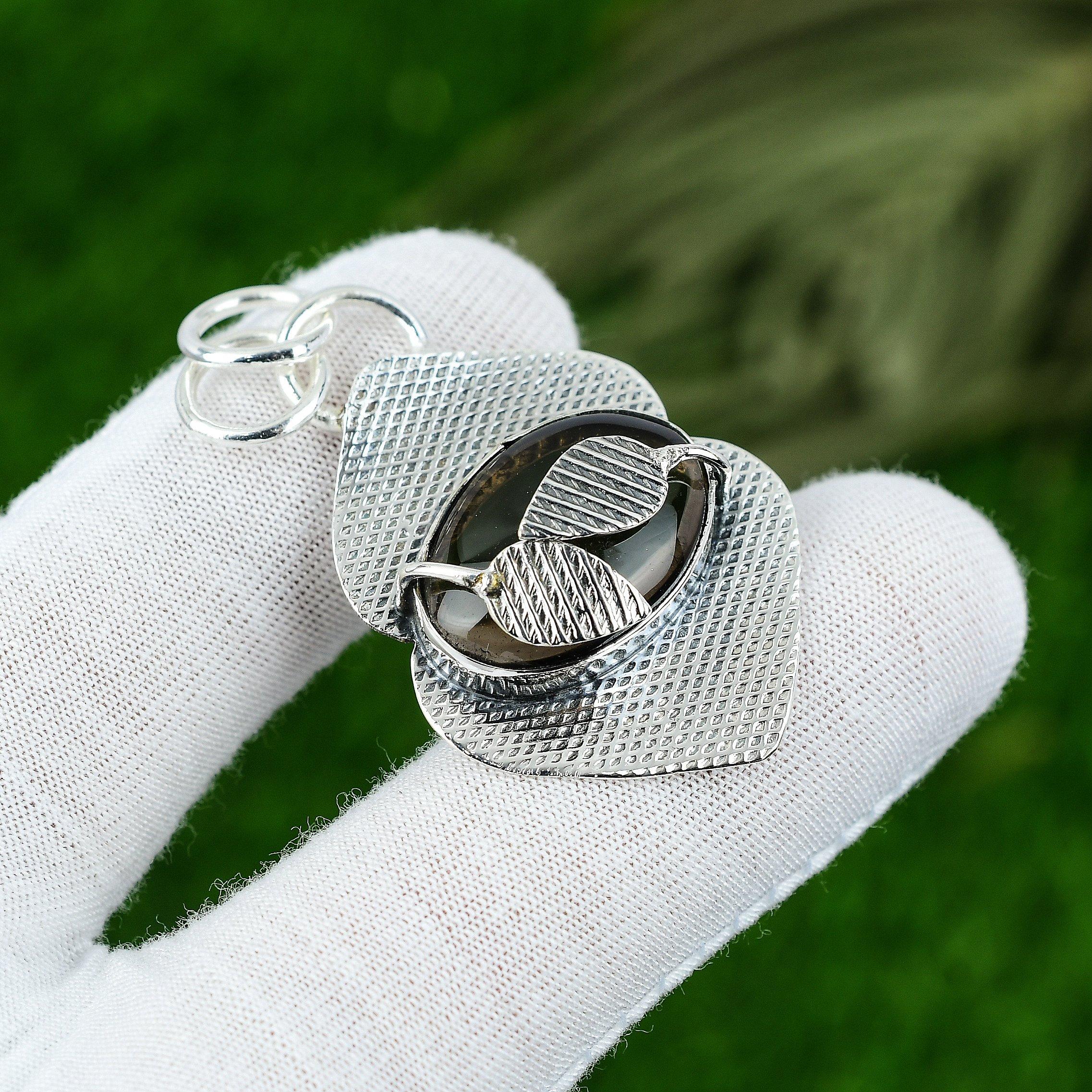 Jubiläumsgeschenk für sie Natur Montana Achat Edelstein Anhänger 925 Silber