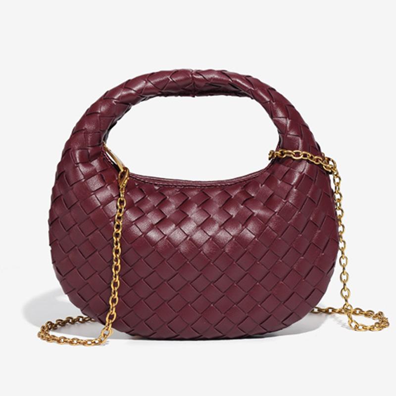 Geflochtene Damen Umhängetasche Mode Einfarbige Mini-Handtasche Hobo-Tasche Beutel Umhängetasche