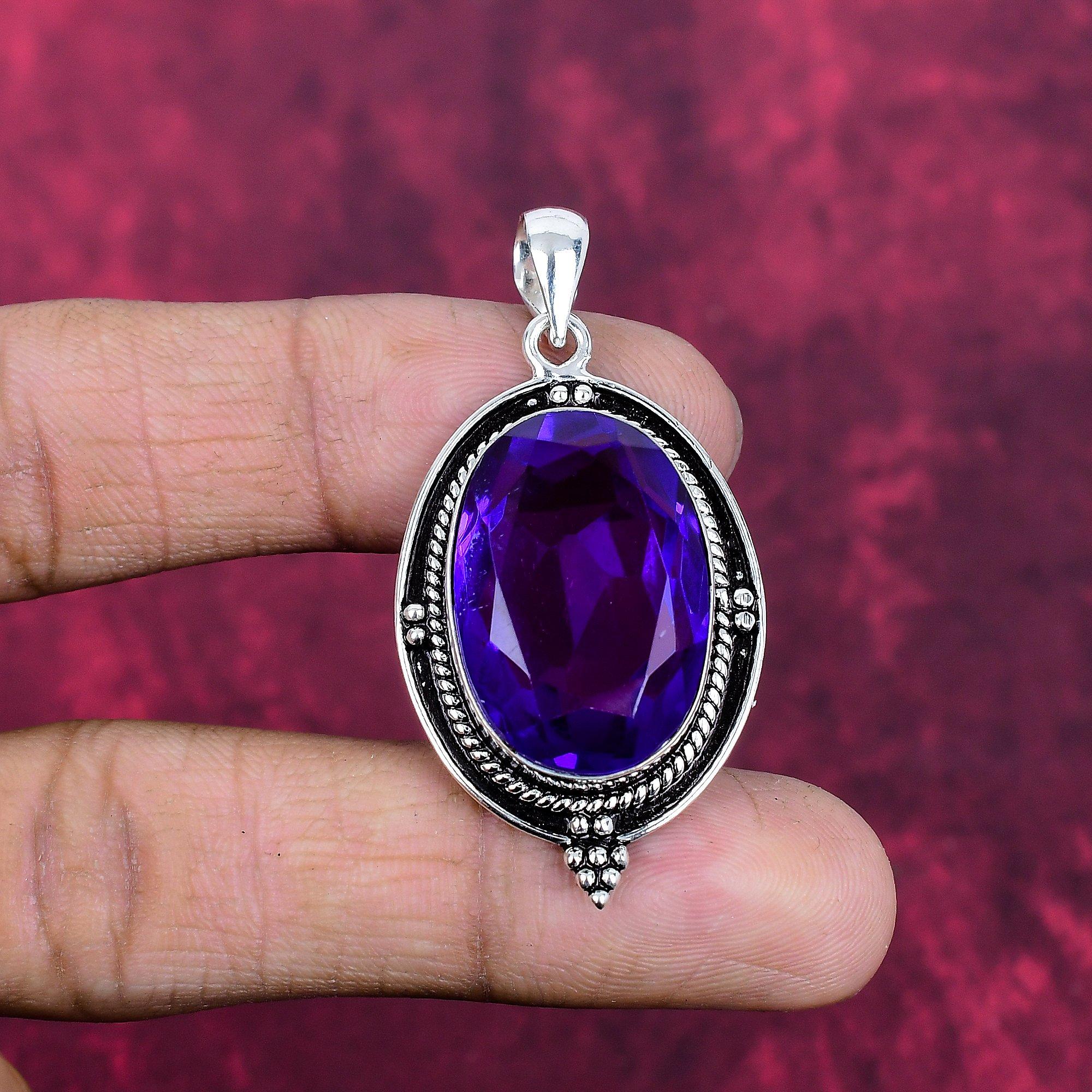 Purple Amethyst Pendant Gemstone Jewelry, 925 Solid Sterling Silver Pendant, Handmade Jewelry Birthstone Pendant, Gift For Him