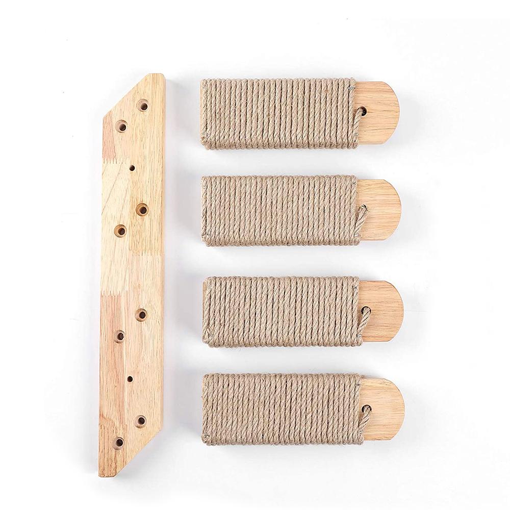 1 Stück Wandmontiertes Katzenkletterregal aus Holz für Innenkatzen, Katzenleiterregal mit Sisalseil, Katzenwandmöbel
