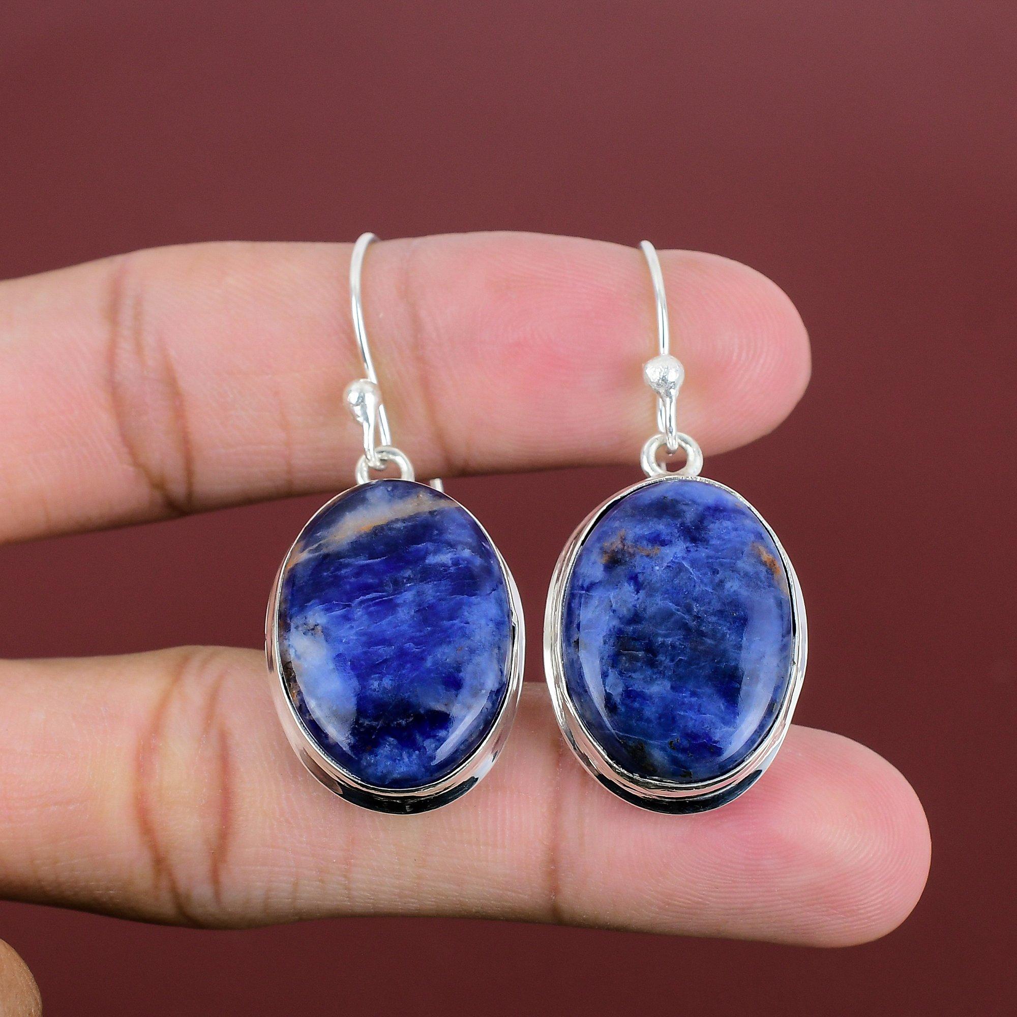 Sodalite Earring Awesome Gemstone Jewelry Decent Earrings 925 Sterling Silver Earring Sodalite Jewelry Handmade Earring  Gifts For Mother