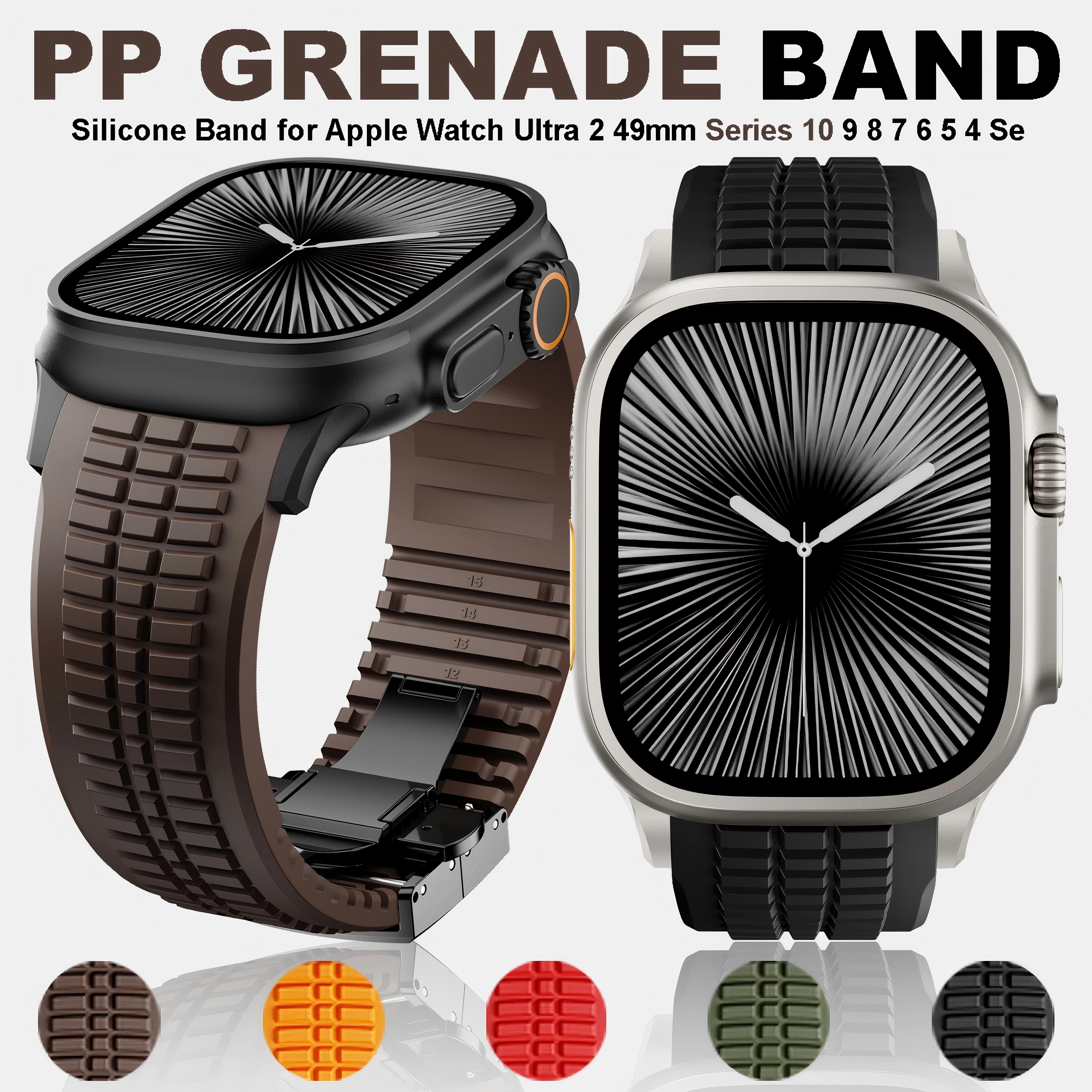 Rubber Band For Apple Watch 46mm 45mm 44mm 42mm Sports Strap for Iwatch Ultra 2 1 49mm Series 10 9 8 7 Se 6 5 Luxury Bracelet
