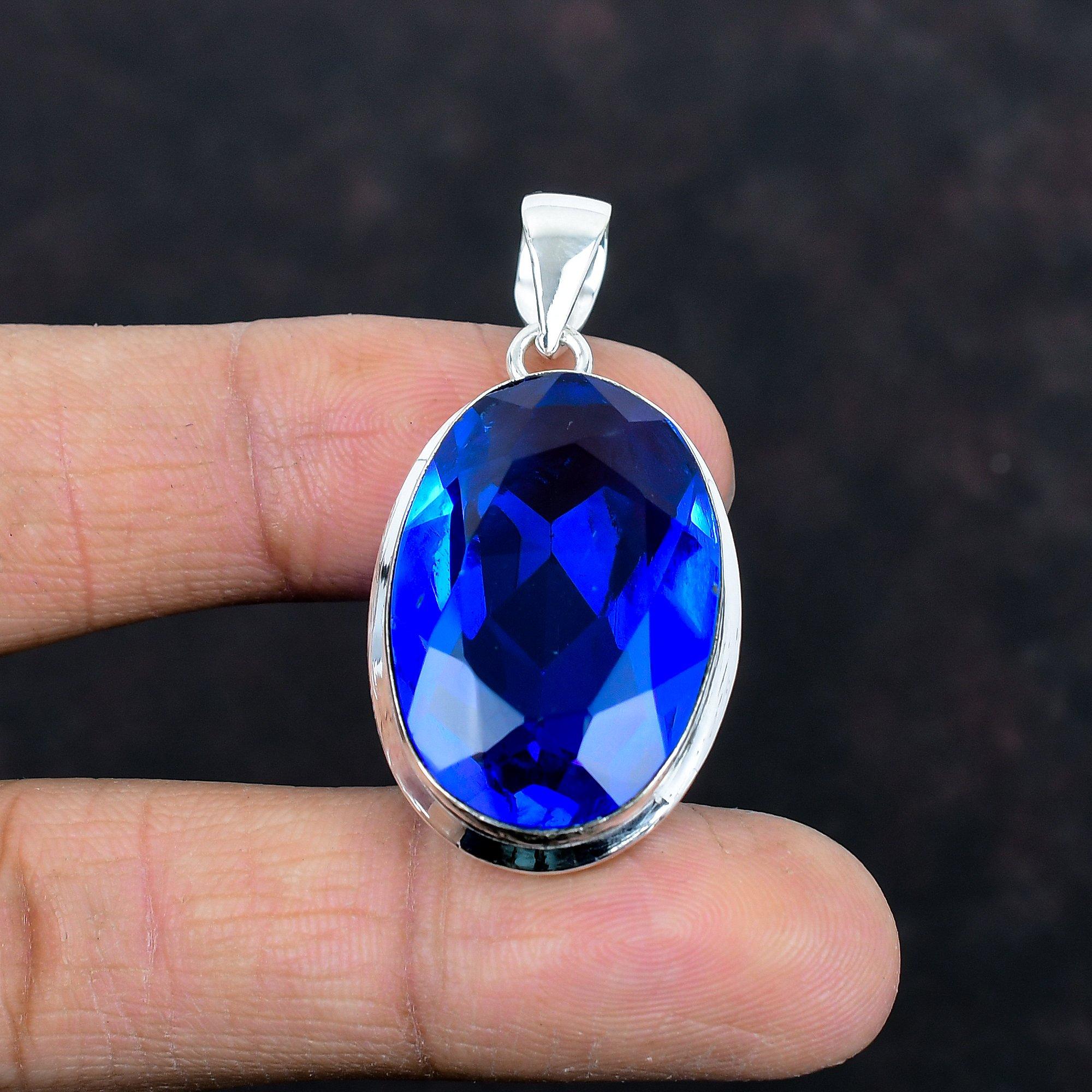 Faceted tanzanite quartz pendant 925 sterling silver pendant handmade pendant tanzanite quartz gemstone jewelry birthstone pendant for gifts