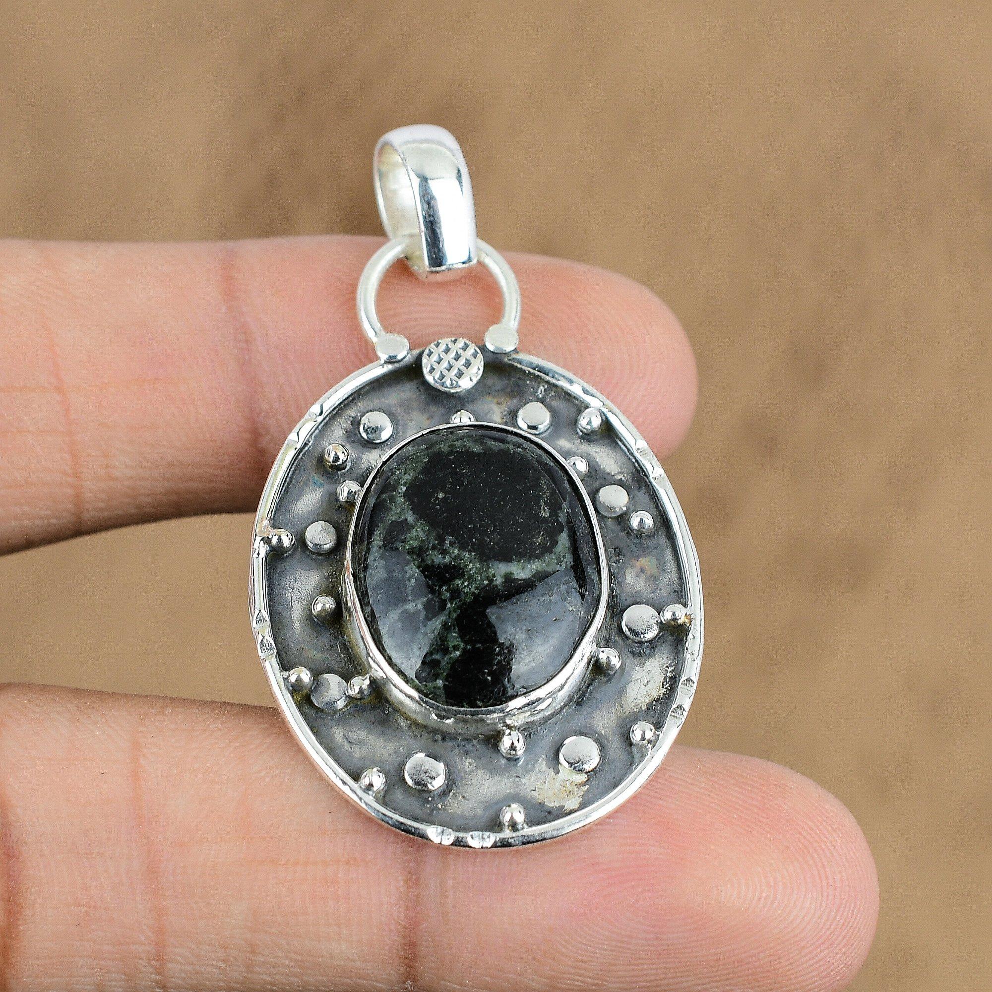 Natural Kambaba Jasper Gemstone Pendant 925 Sterling Silver Indian Jewelry