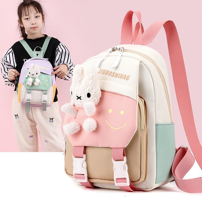 New Fashion Color Matching Children School Bags Cute Cartoon Casual Nylon Girl Baby Backpack Lightweight Reduce Burden Kindergarten Book Bag
