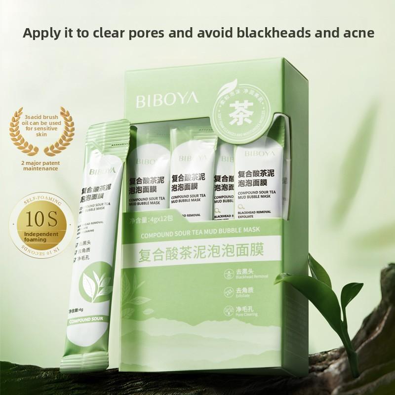 Green Tea Ice Mud Mask Cleansing Moisturizing Oil Control Blackhead Removal Cleansing Mud Mask Applicator Mud