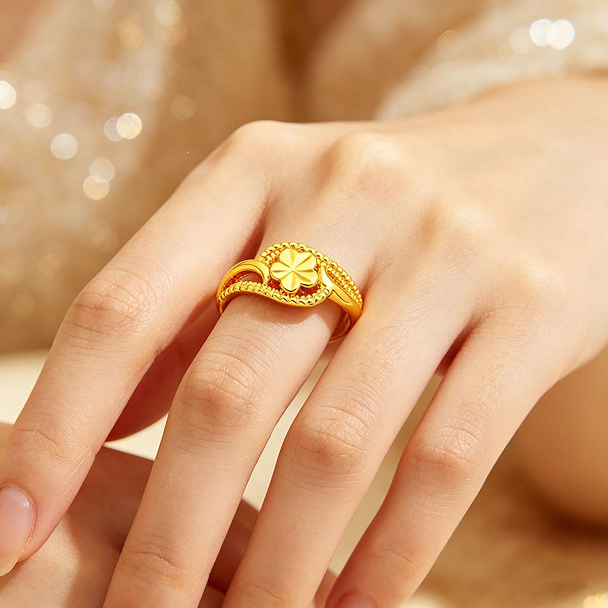 Little Sunflower Open Ring, Women's Niche Design Hollow Versatile Daily Wear Finger Ring Open Adjustable