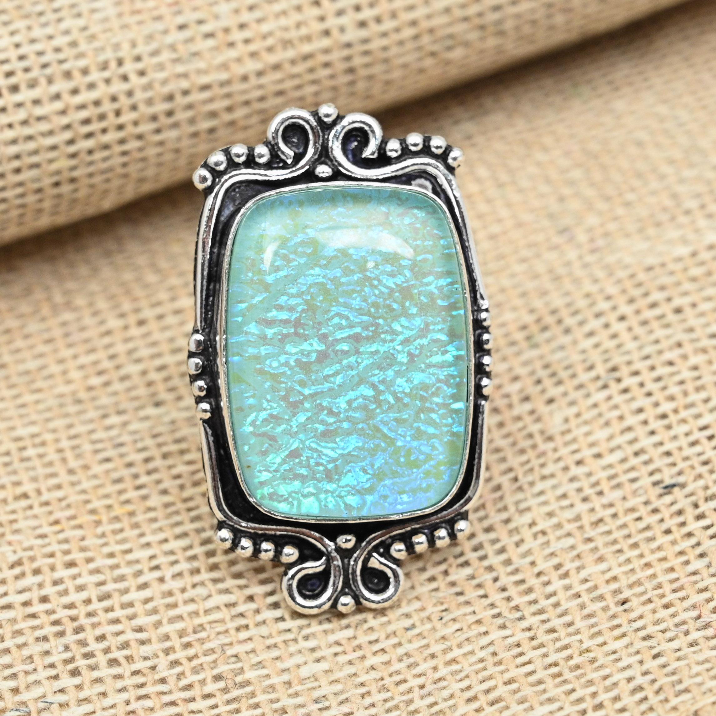 Blue Triplet Opal Gemstone 925 Sterling Silver Beautiful Ring Handmade Jewelry