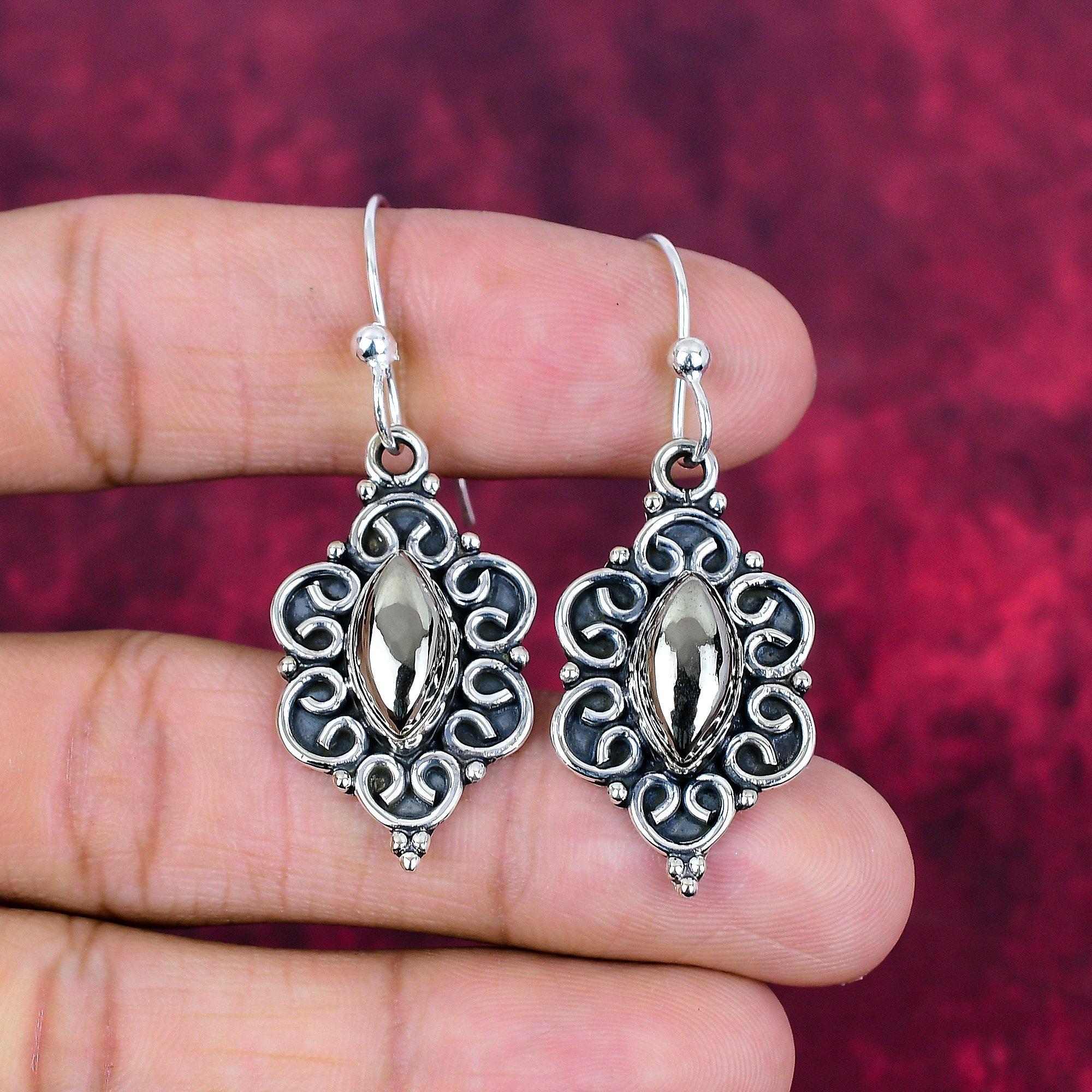 Apache Pyrite Handmade Gemstone Earrings, 925 Solid Sterling Silver Earrings Antique Jewelry, For Engagement Gift