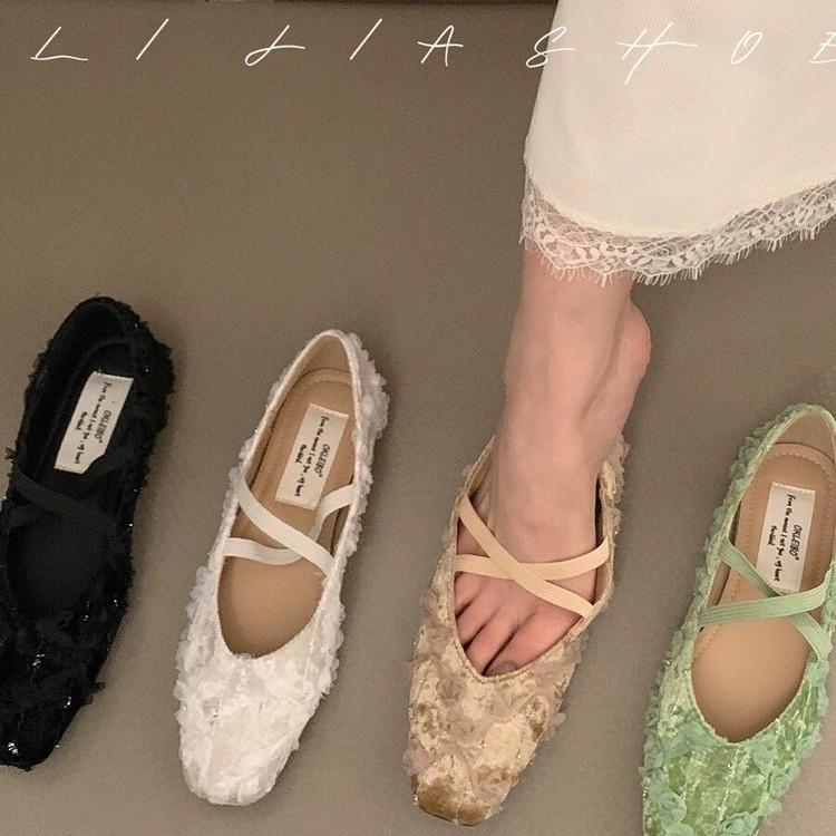 Mary Jane Shoes for Women Casual Dressy Flat Shoes Mary Janes Flats with Ankle Strap Women's Comfort Square Closed Toe Ballet Shoes for Wedding Party