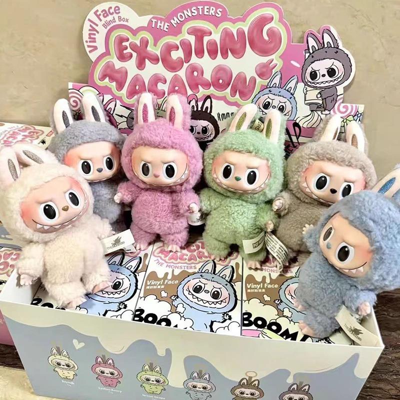 2025 Nuovi Popolari Portachiavi Cartone Animato Carini Riempimento Cotone PP Bubble Mart Figura Macaron Peluche Testa Vinile Morbido Ciondolo Bambola di Peluche per Borse Scolastiche