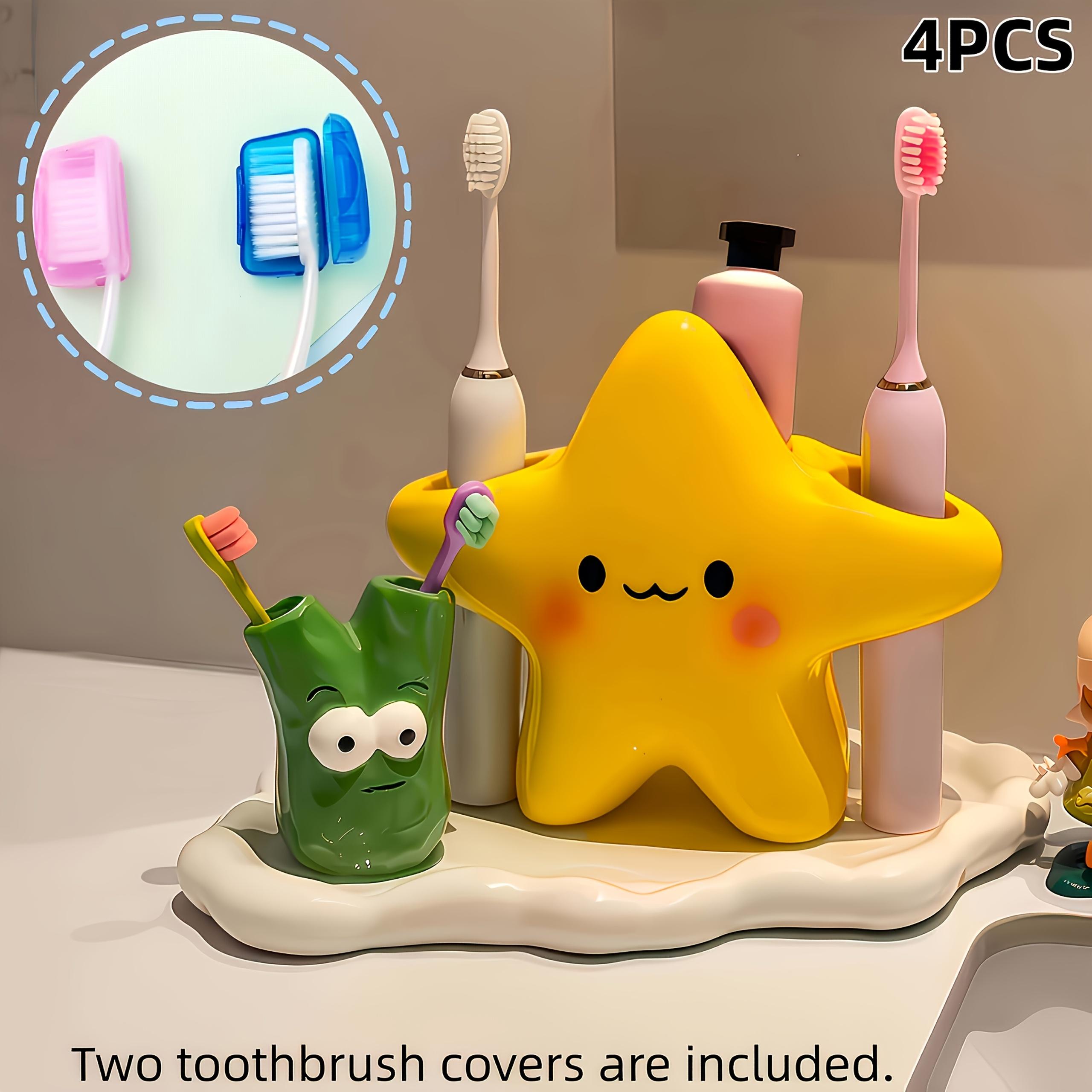 Creative Star Design Toothbrush Holder - Cute smiley face design, sturdy and durable, bathroom storage box, suitable for electric/manual toothbrushes