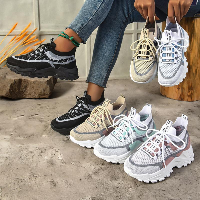 Shoes for Children, Fashionable Summer Soft Soled Lightweight Dad Shoes, Women's Shoes, Fly Woven Breathable Mesh Shoes