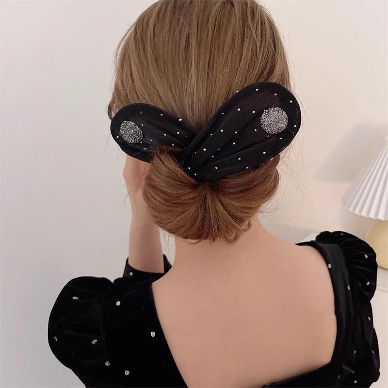 Agrafă de păr nouă cu clips răsucit, agrafă de păr, accesorii de păr, artefact pentru coc lejer, ornamente de păr cu fundă pentru femei