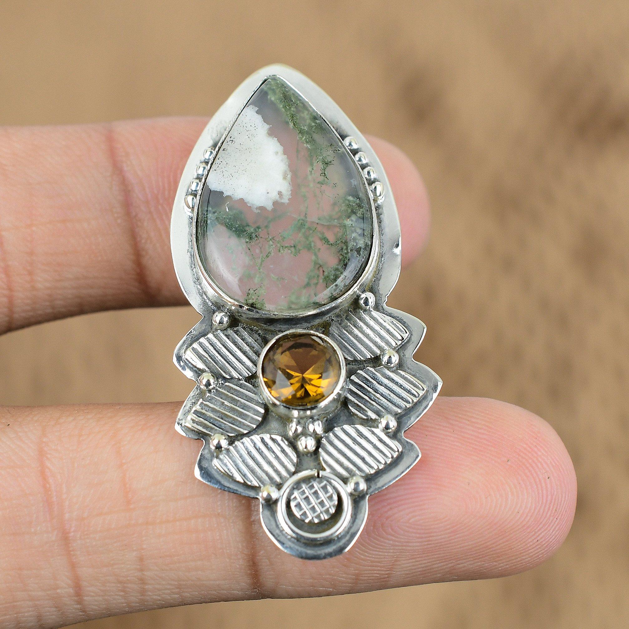 Natural Solar Moss Agate Gemstone Pendant 925 Sterling Silver Jewelry For Women
