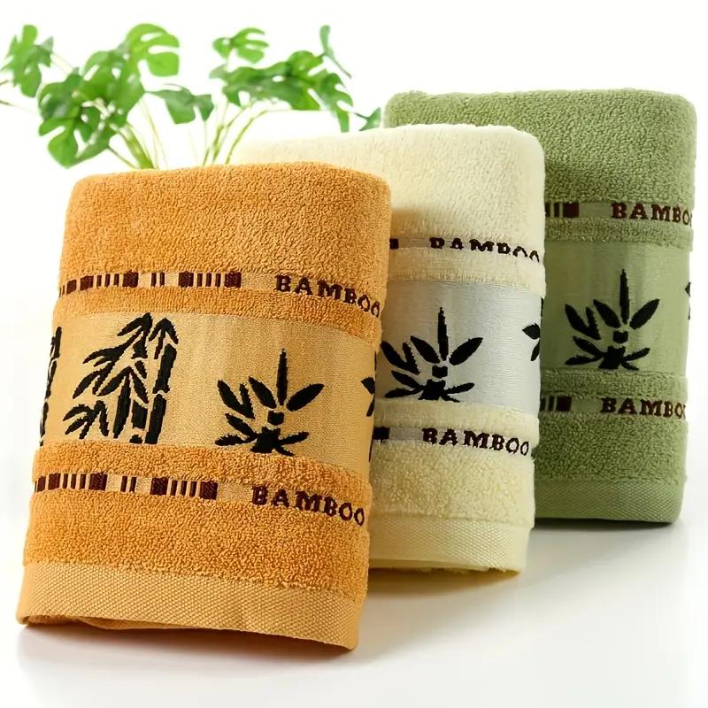 3pcs Bamboo Fiber Towel Set, with Bamboo Pattern, Quick-Dry Ultra Soft, Suitable for Home Bathroom Use, Modern Style, Space Theme, Rectangular