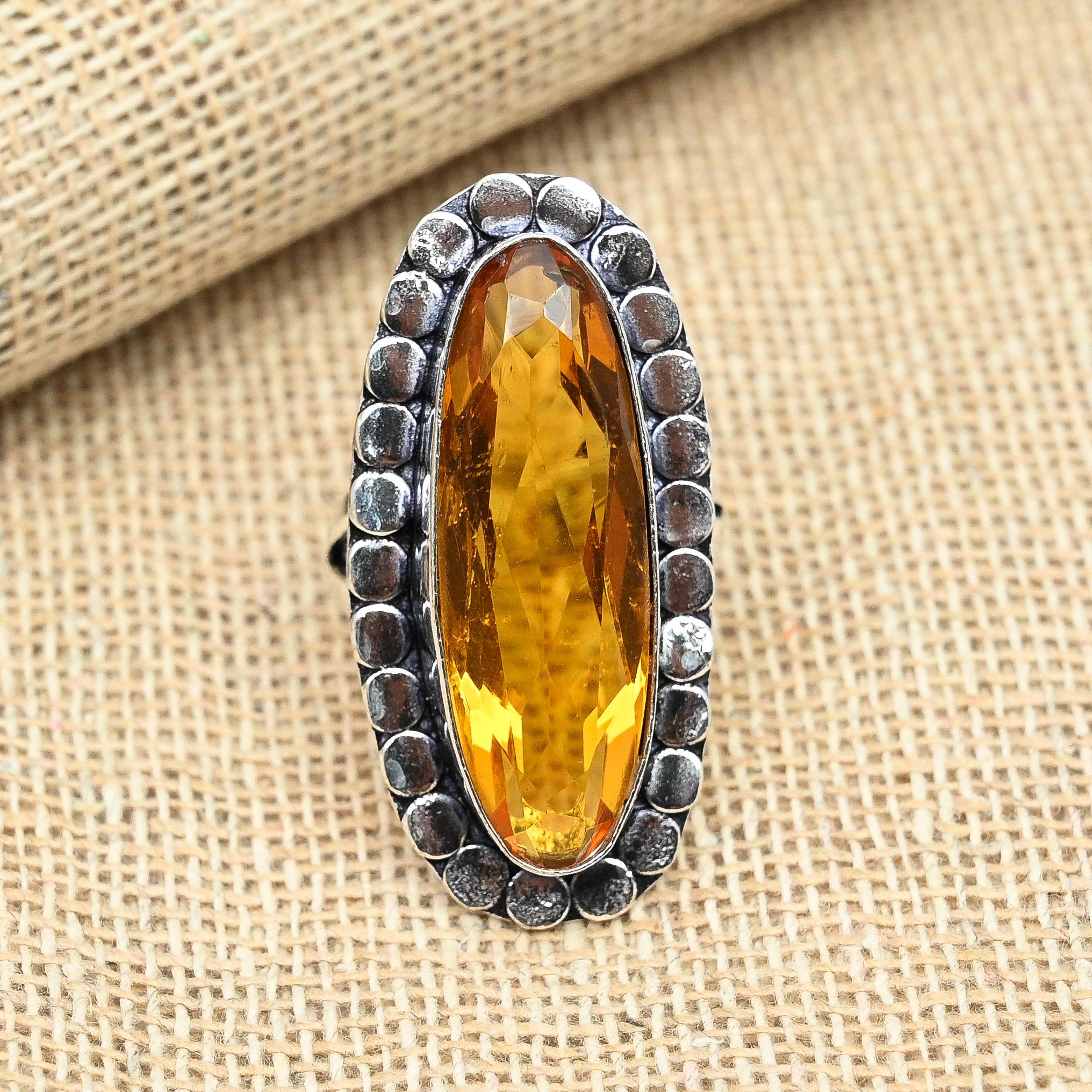 Honey Topaz Gemstone Handmade Jewelry Solid 925 Sterling Silver Ring For Her