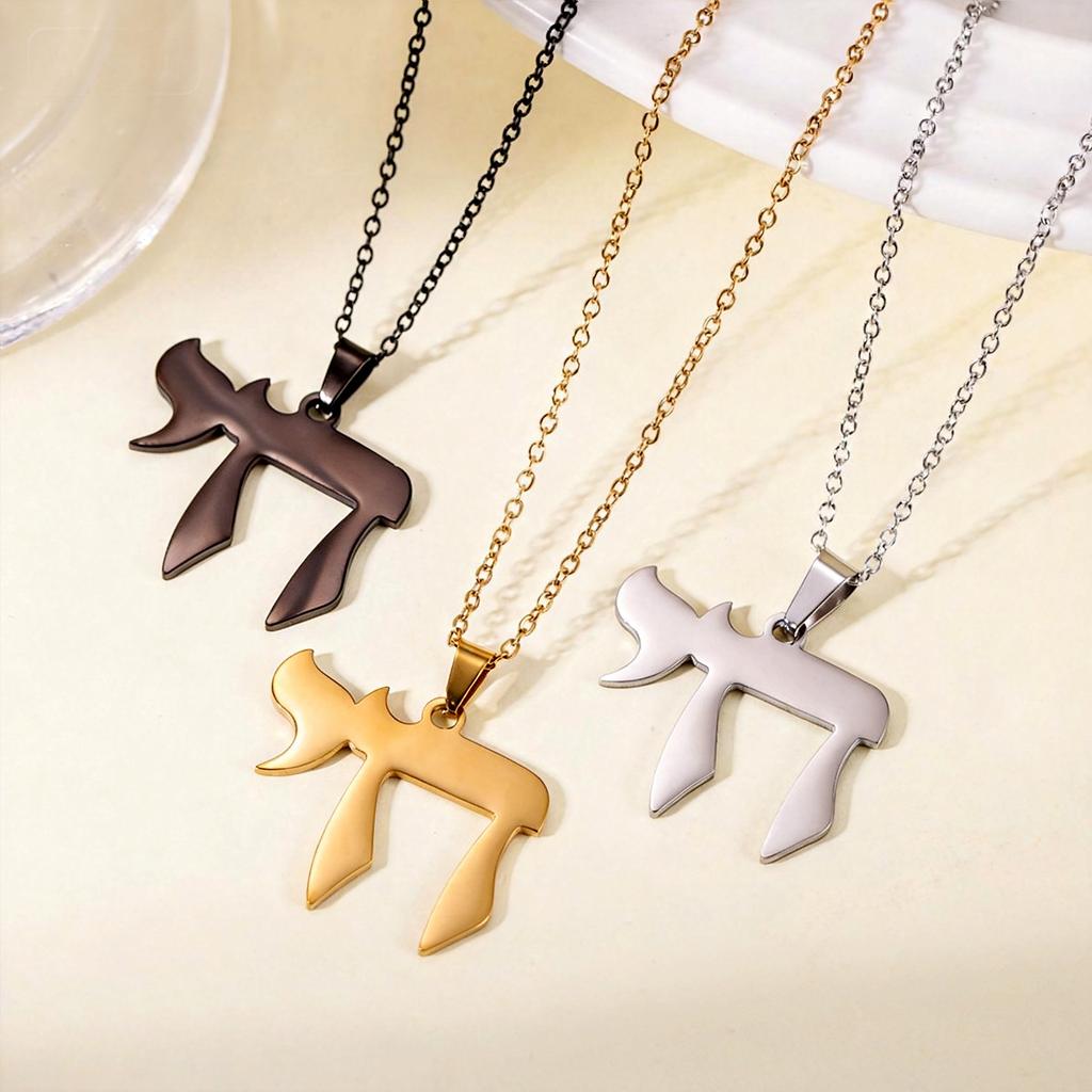 Hot Sale Jewish Chai Symbol Pendant Necklace Hebrew Stainless Steel Religious Jewelry