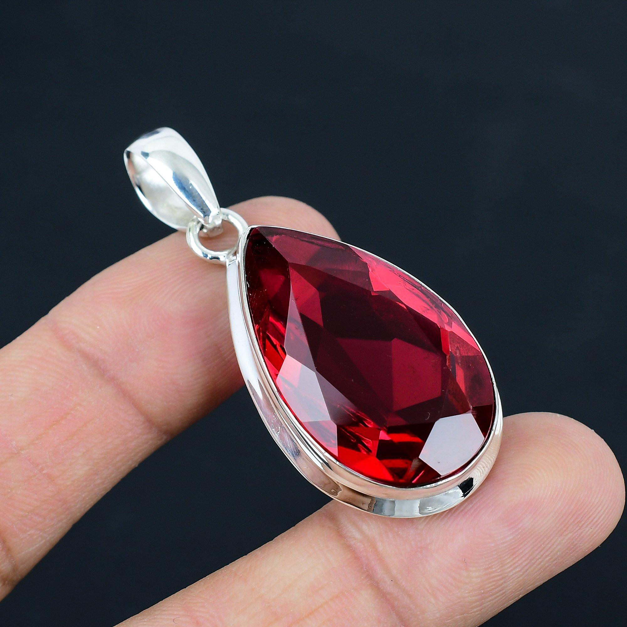 Natural Garnet Gemstone Pendant, 925 Sterling Silver, Pendant Jewelry, Handmade Silver Pendant Jewelry for Gift, Easter Gift