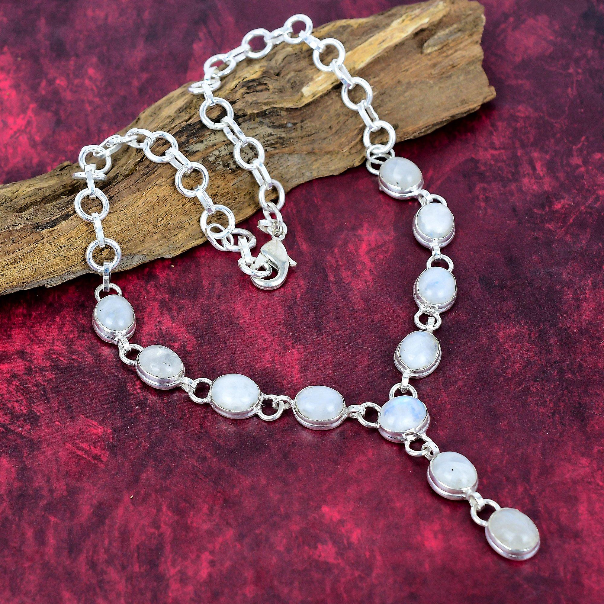Moonstone Necklace Gemstone Jewelry, 925 Solid Sterling Silver Necklace, Handmade Jewelry Birthstone Necklace, Gift For Him