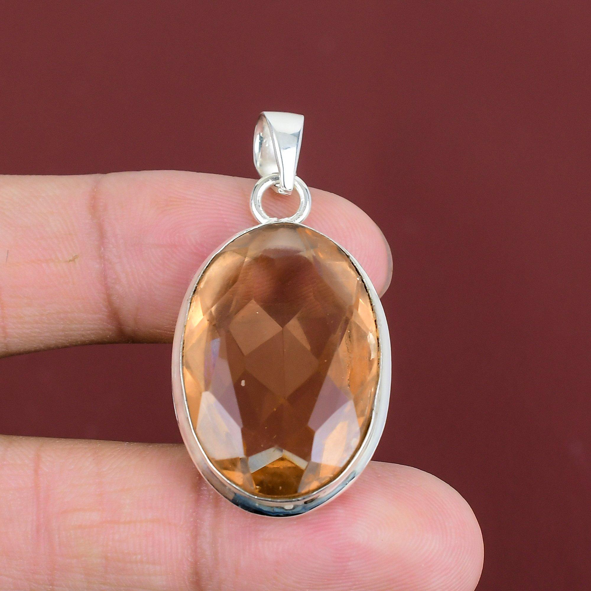 Faceted Morganite Pendant 925 Sterling Silver Pendant Handmade Pendant Morganite Genuine Gemstone Jewelry Anniversary Gifts Designer Pendant