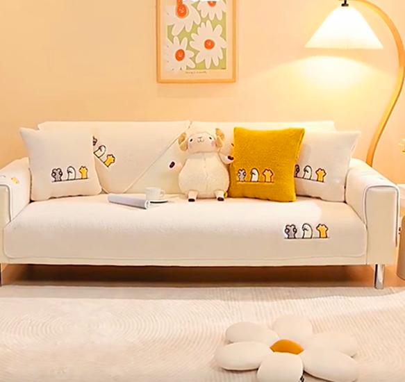 Winter Plush Thickened Lamb Plush Seat Cushion Anti Slip and Aesthetically Pleasing Sofa Mat Simple and Luxurious Sofa Cover Cloth Towel