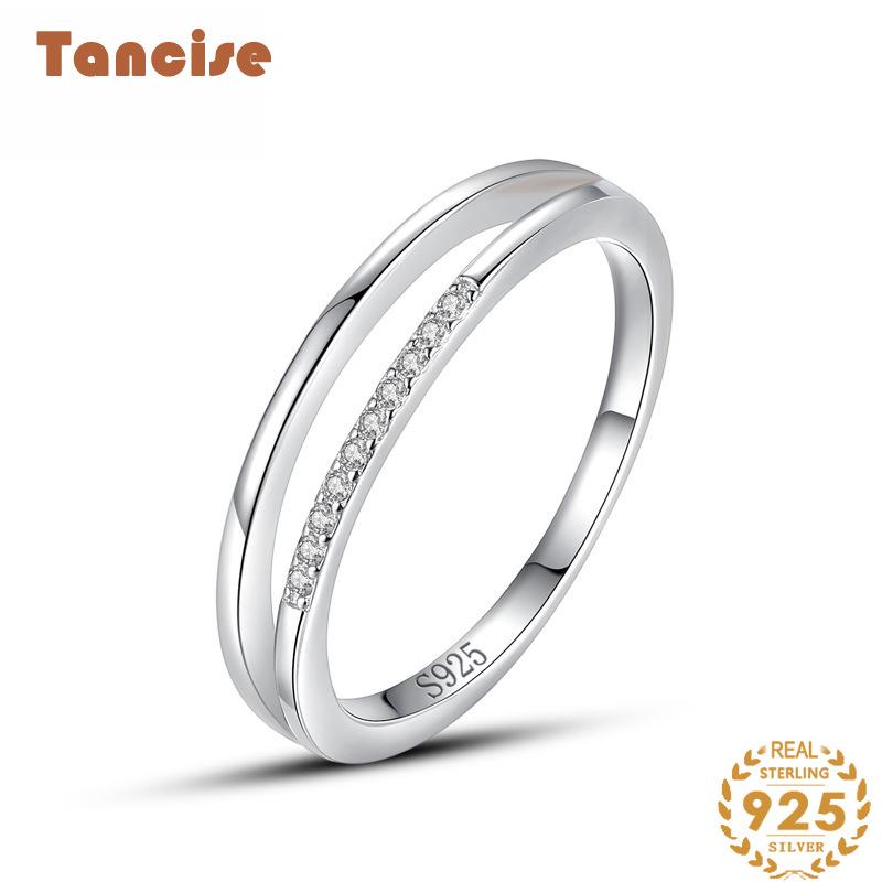 Tancise Classic 925 Sterling Silver Zirkónový prsteň Dámske šperky Svadobný darček na párty