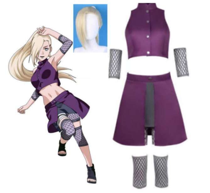 HOLOUN Anime Yamanaka Ino Cosplay Costume Top Skirt Waist Bag Leg Covers Cos Convention Daily Wear Gift