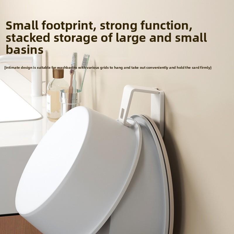 1pcs Basin Hook Adjustable Kitchen Wall-mounted Basin Rack Bathroom Punch-free Basin Hook Home Bathroom Storage Basin Rack