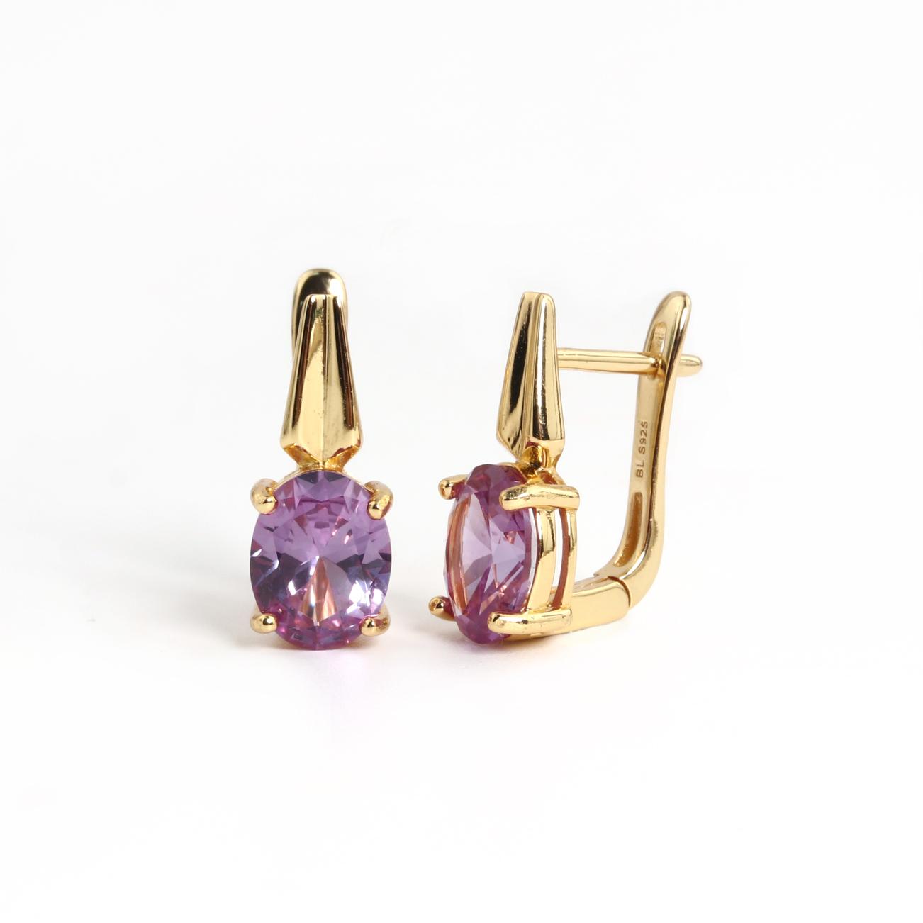 925 sterling silver earrings yellow gold plating fine jewelry Created oval 7*9mm color change Alexander nano for party gift