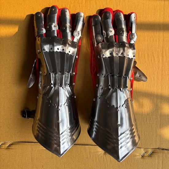 40,64 cm Middelalder Sen-gotiske Hansker Stålhansker Rustning Ridder Finger SCA LARP Hansker Gave