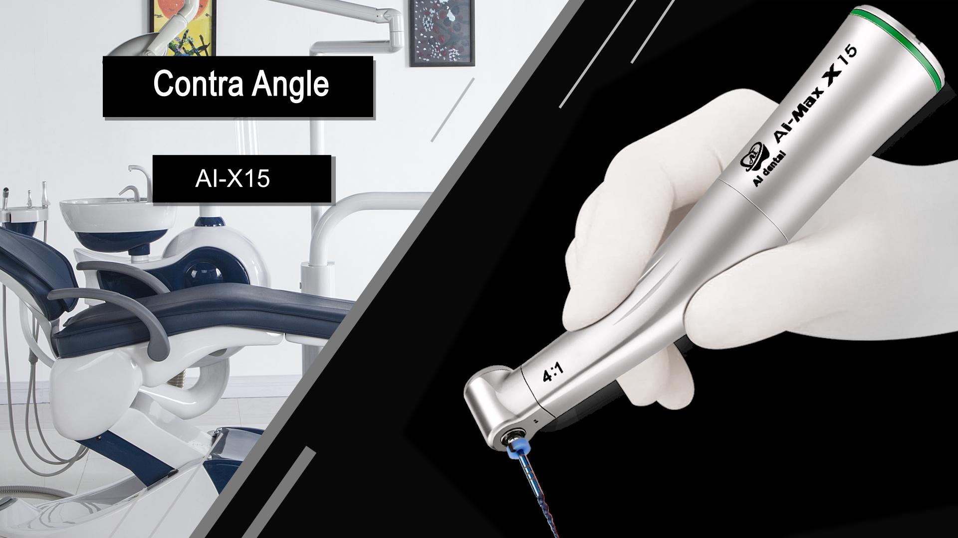 Dentales Handstück mit niedriger Geschwindigkeit AI-X15 Grüner Ring 4:1 Geschwindigkeitsreduzierungs-Einzelwasserspray, nicht optischer Winkel für die Wurzelkanalbehandlung