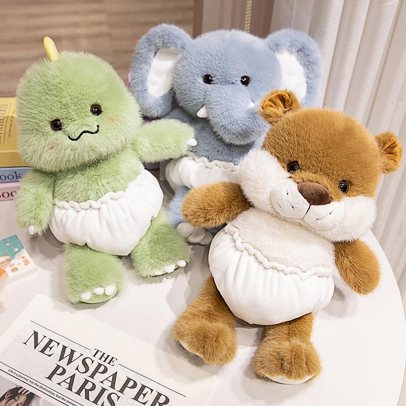 Cute Fluffy Dinosaur Elephant Plush Toy Cartoon Wear Pants Otter Stuffed Animal Plush Doll Gifts