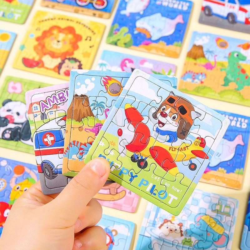 16PCS Children's Cartoon Paper Jigsaw Puzzles Elementary School Boys and Girls Early Education Educational Toys Kindergarten Class Gifts