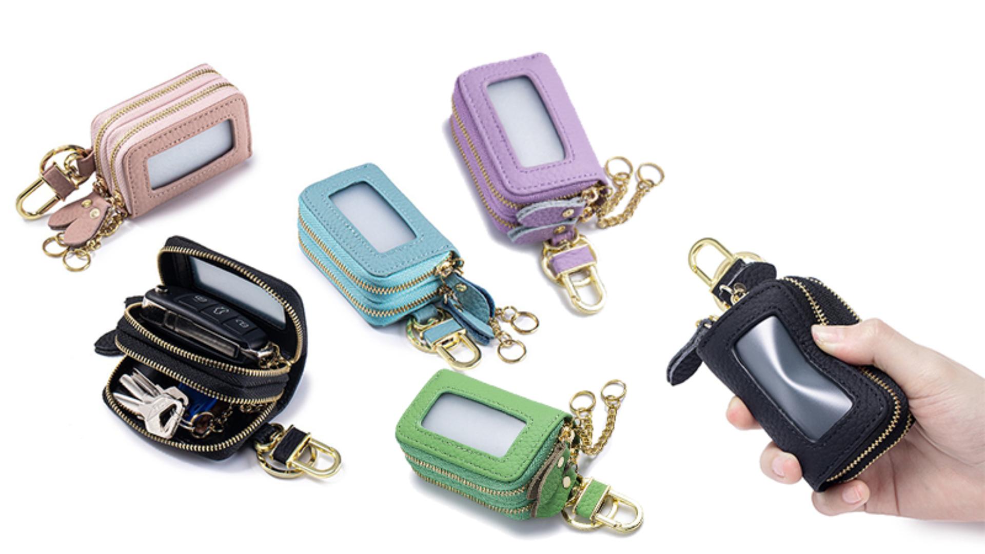 Genuine Leather High-value Double Zipper Key Bag Large Capacity New Waist Hanging Storage Bag Unisex Portable Key Bag