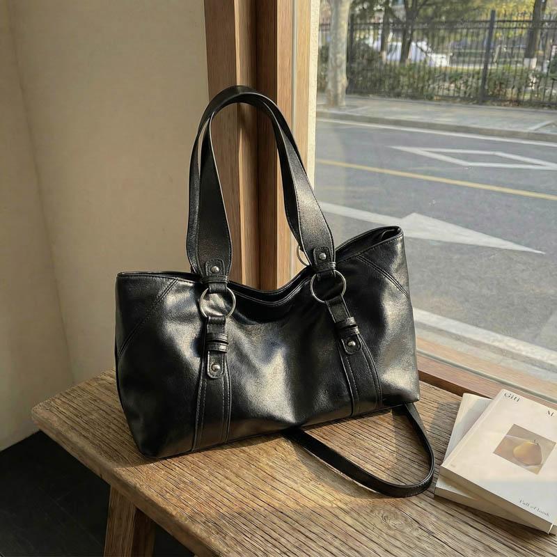 Fashion Womens Soft Leather Tote Bag Large Capacity Commuter Shoulder Bag with Adjustable Strap for Work School Shopping Work Travel Daily Use