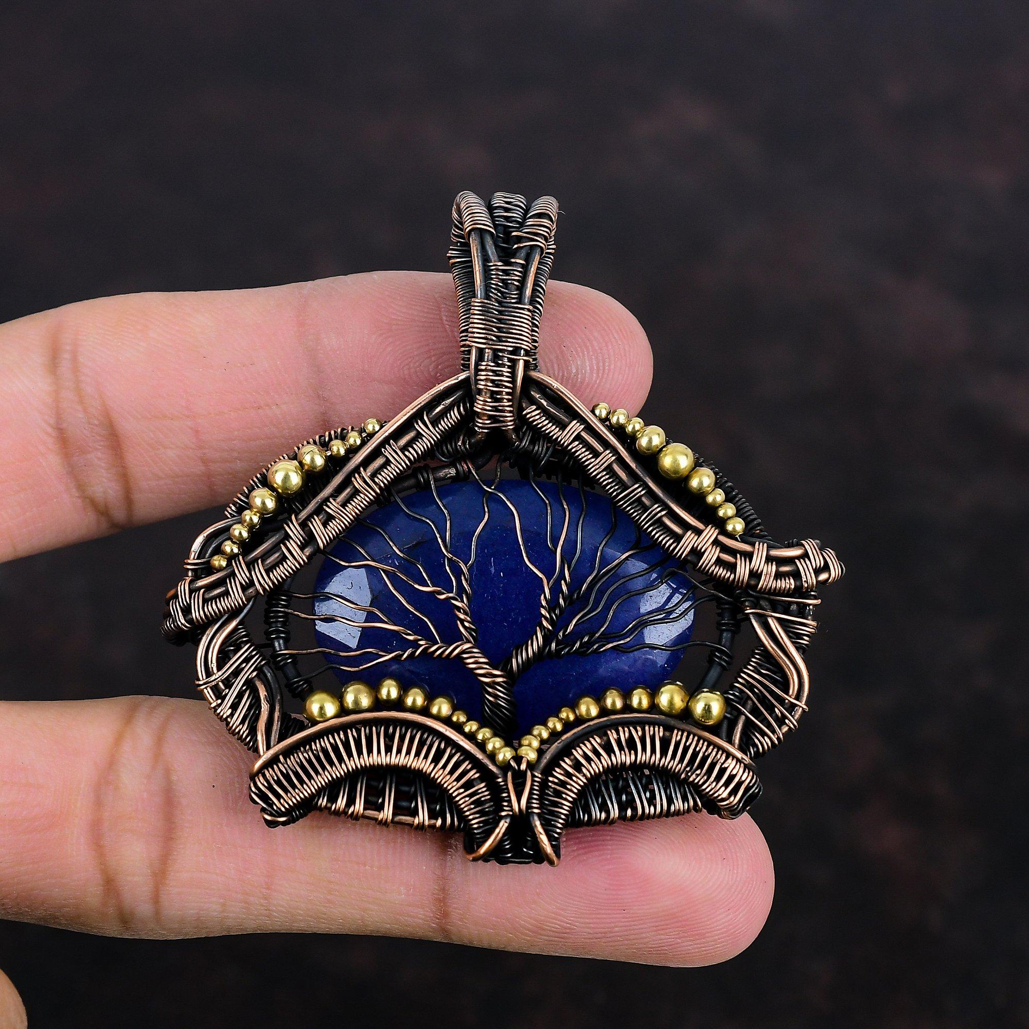 Tree Of Life Faceted Blue Sapphire Pendant Copper Wire Wrapped Pendant Handmade Pendant Gemstone Jewelry Gifts For Her Decent Copper Jewelry