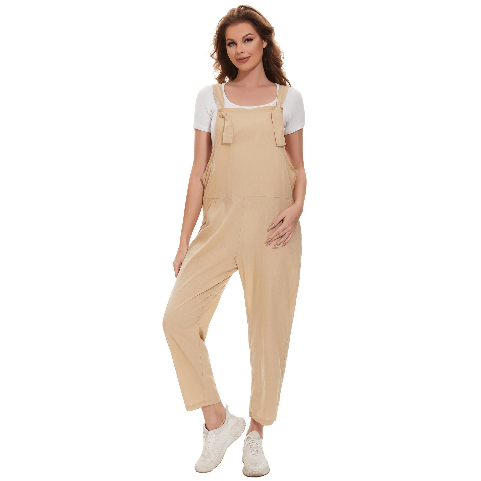 Women's Solid Color Loose Casual Plus Size Suspender Jumpsuit