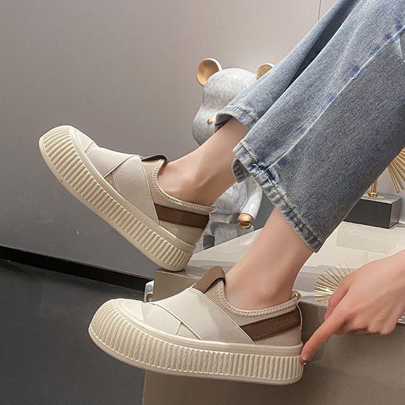 Women's Breathable Mesh Sports Shoes - Lightweight Casual Shoes with Cross Elastic Bands, Comfortable Casual Shoes