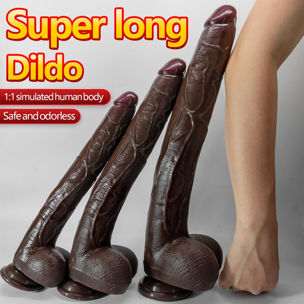 Svart gigantisk supermyk super lang dildo analplugg kvinnelig dildo kvinne manuell onanist Voksen sexleketøy