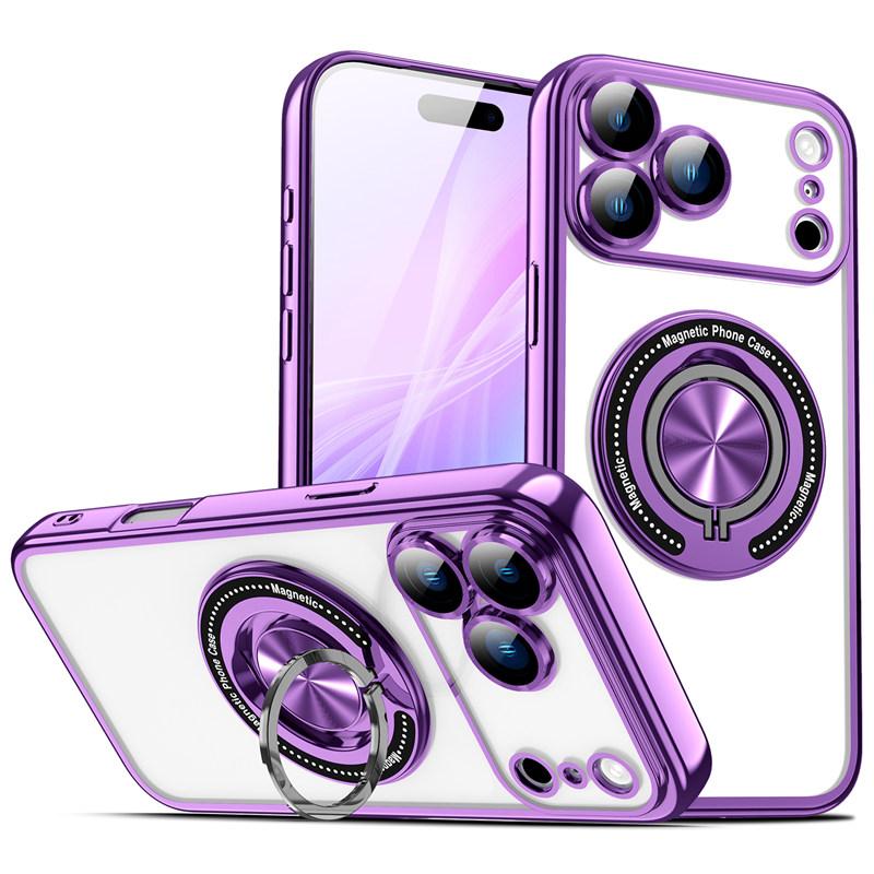 360° Clear Stand Ring Holder Car For Magsafe Case For iPhone17 Air 16 15 14 13 12 11 Pro Max Plus 16E Magnetic Charge Cover