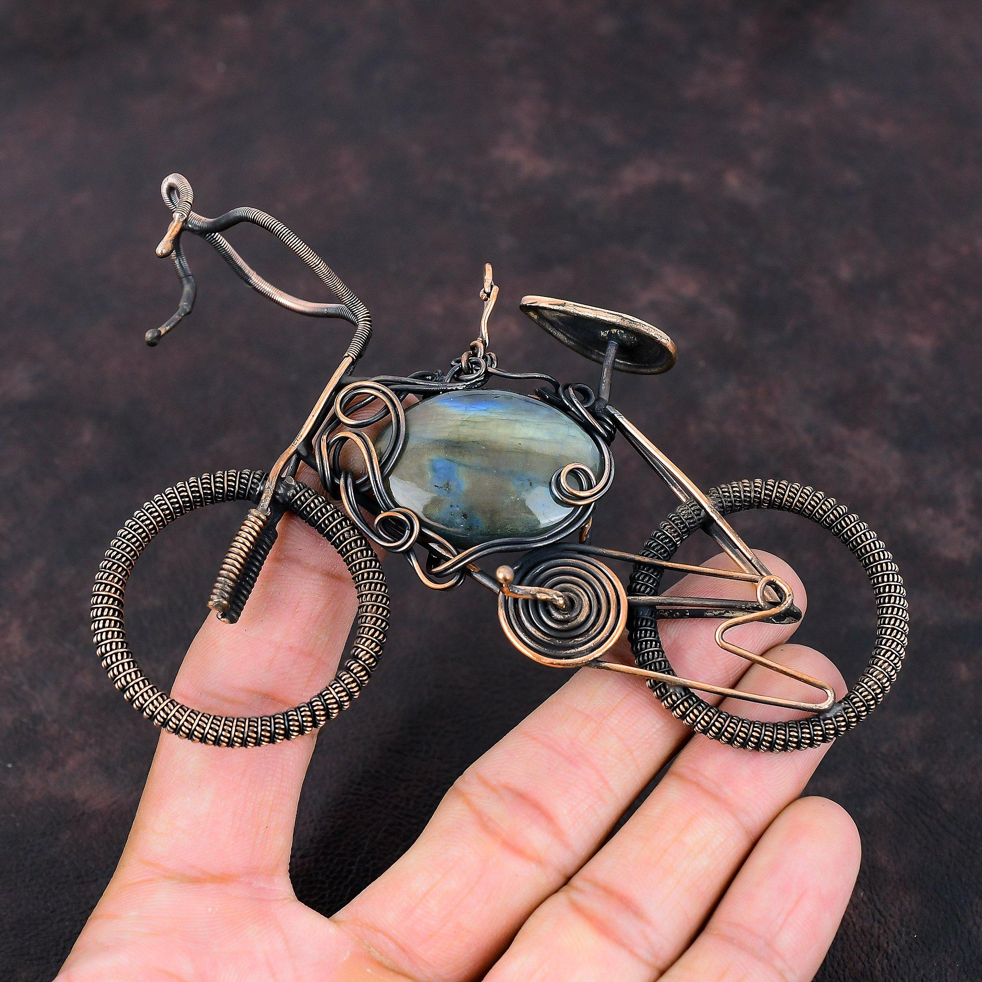 Labradorite Pendant Copper Wire Wrapped Pendant Handmade Gemstone Pendant Awesome Copper Jewelry Cycle Pendant Elegant Jewelry Gift For Mom