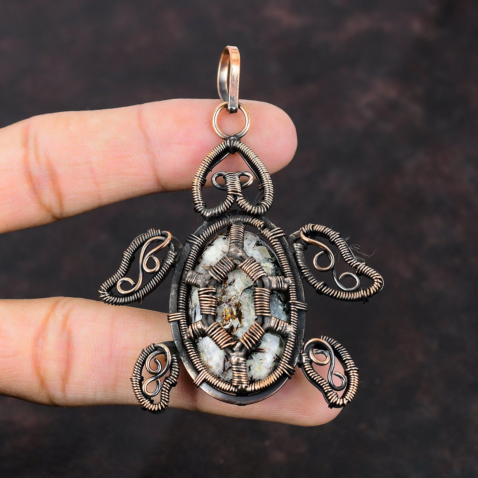 Astrophyllite Pendant Copper Wire Wrapped Gemstone Pendant Tortoise Pendant Copper Jewelry Handmade Pendant Gift For Him Birthstone Pendant