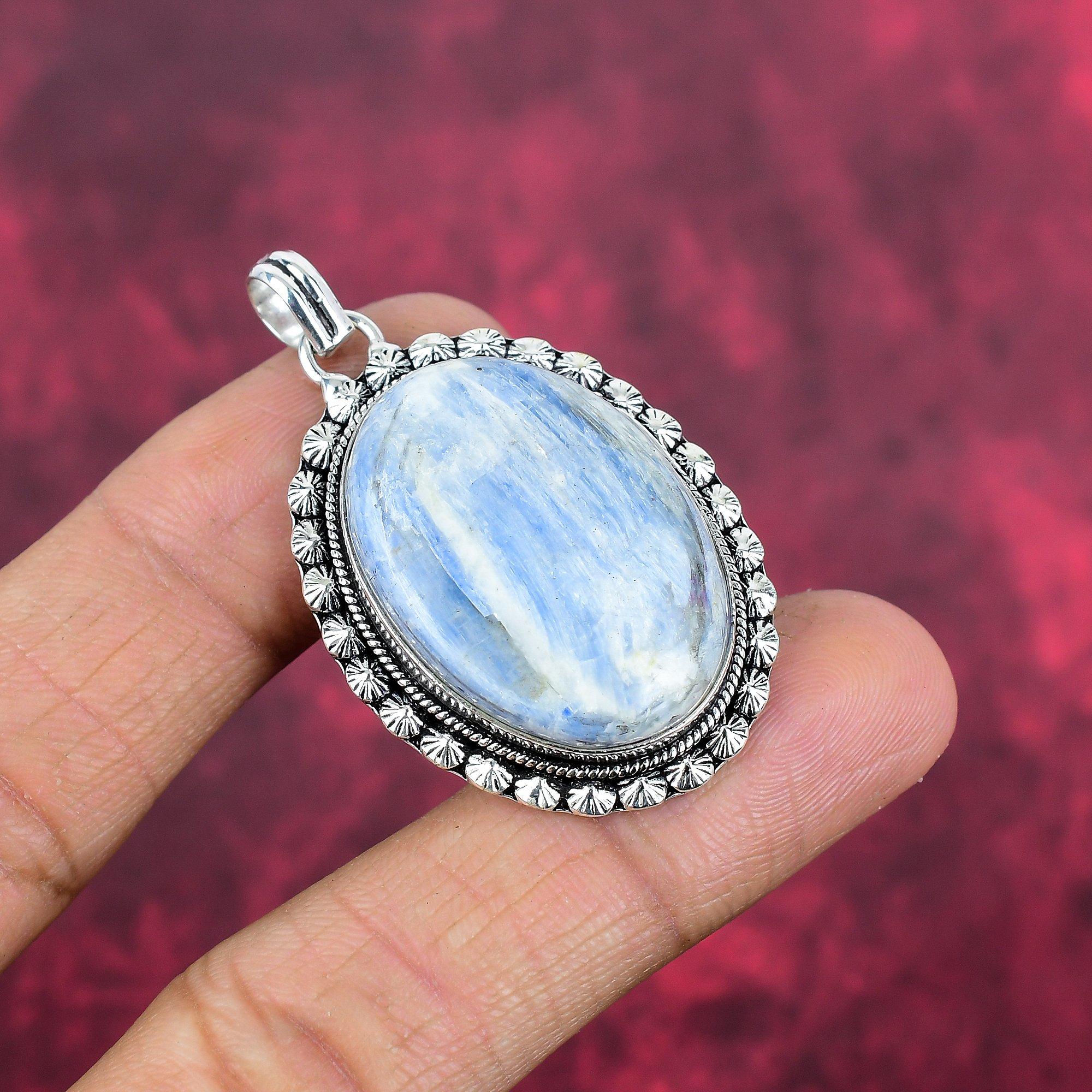 Colgante de Cianita Plata de Ley 925 Sólida, Joyería Colgante de Piedra Preciosa Hecha a Mano, Regalos Para Esposa Colgante Nuevo