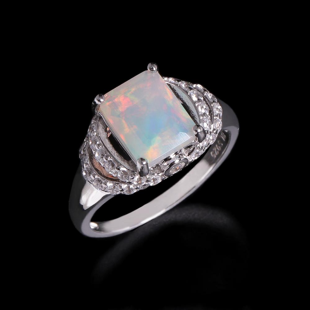 Natural Opal Ring 7*9mm Big Ethiopia Opal 925 Sterling Silver Fine Jewelry for Women Daily Wear Nice Gift